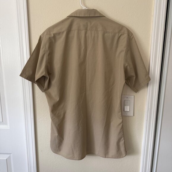 Vintage Creighton Khaki Beige Short Sleeve Button-Up Shirt  Mens L - Picture 4 of 4